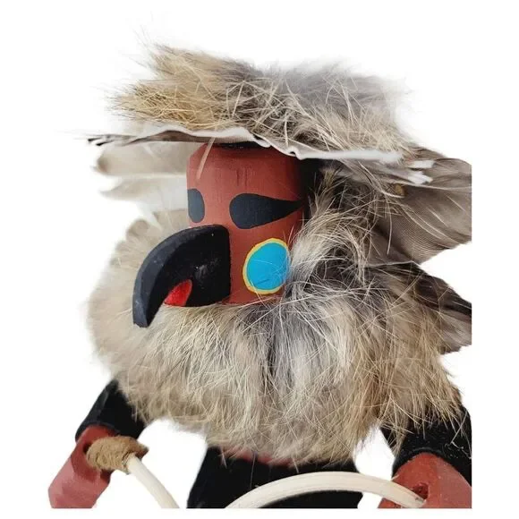 Vtg Hoop Dancer Hopi Handmade Native American Kachina Doll Hand Painted Indian - Picture 5 of 10